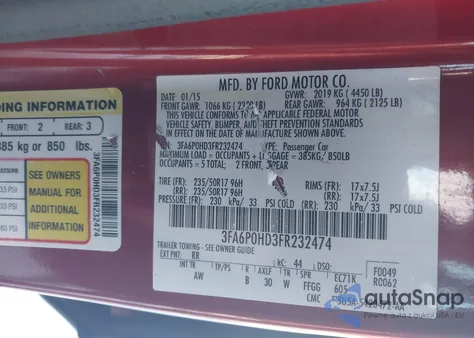 2015 Ford Fusion Se z USA, uszkodzony, nr VIN 3FA6P0HD3FR232474